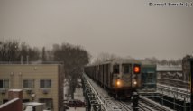 R62A 3 Train Approaching Saratoga Avenue In Winter Wonderland